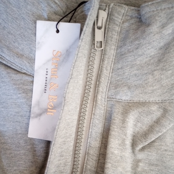 Women's Heather Grey One-Piece – Cinched Waist Jumpsuit with Folded Sleeves - Picture 6 of 9